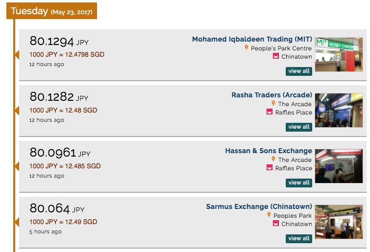 changing money at Changi Airport