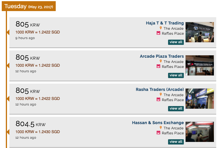 changing money at Changi Airport