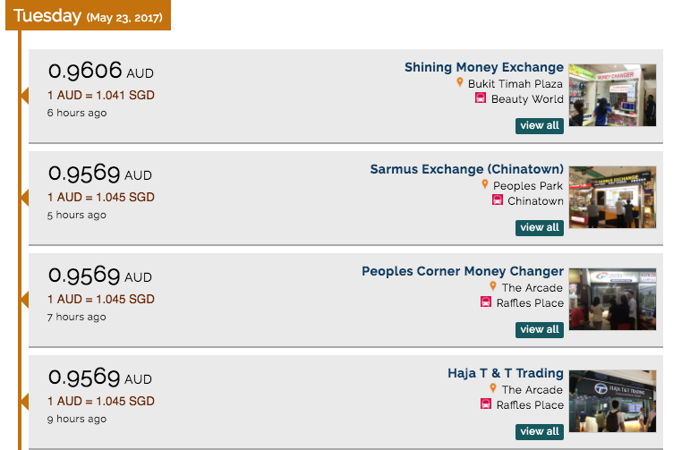 changing money at Changi Airport