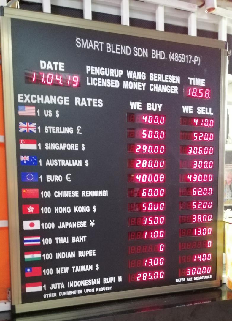 Here is Wednesday Money Changer Exchange Rate [ Johor Bahru ] 