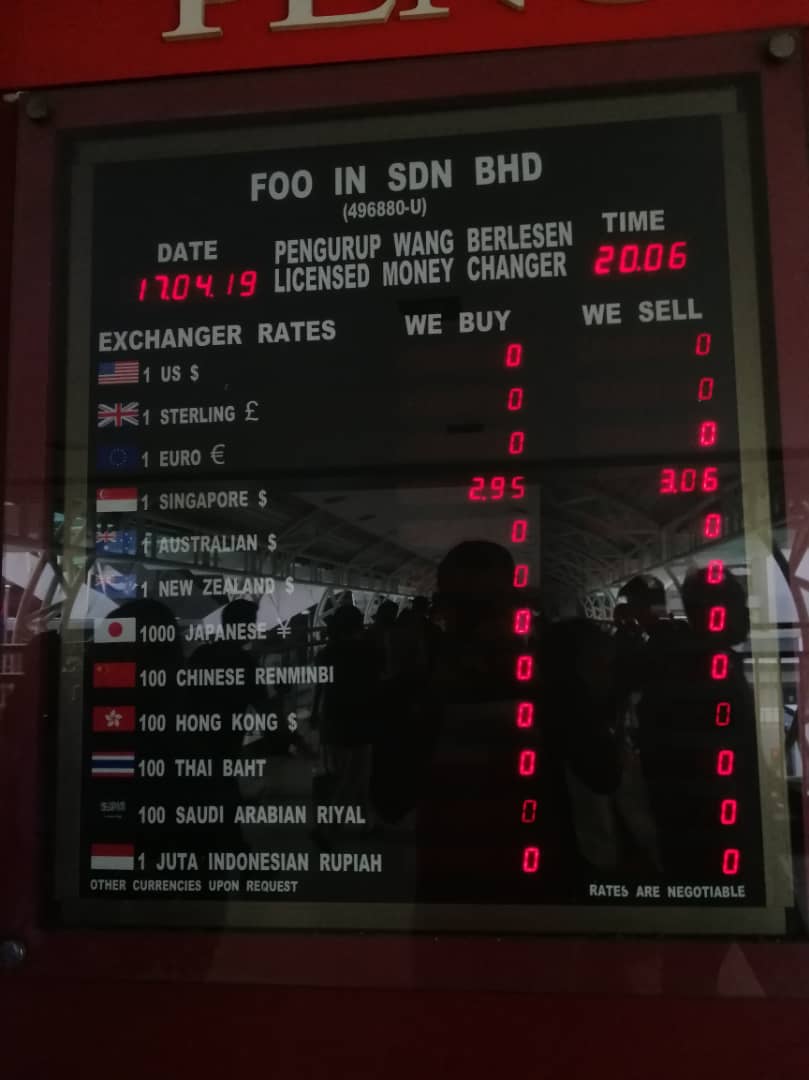 Here is Wednesday Money Changer Exchange Rate [ Johor Bahru ] 