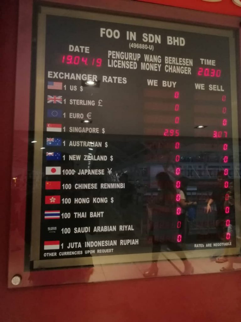 Here is Friday Money Changer Exchange Rate [ Johor Bahru ] 