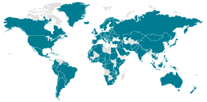 World Map on the spread of Covid19