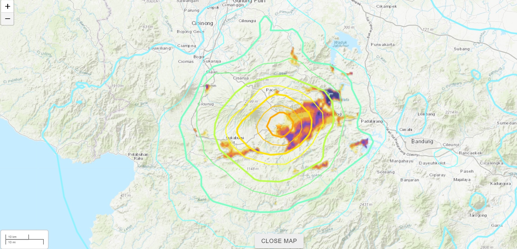 Earthquake today bandung map